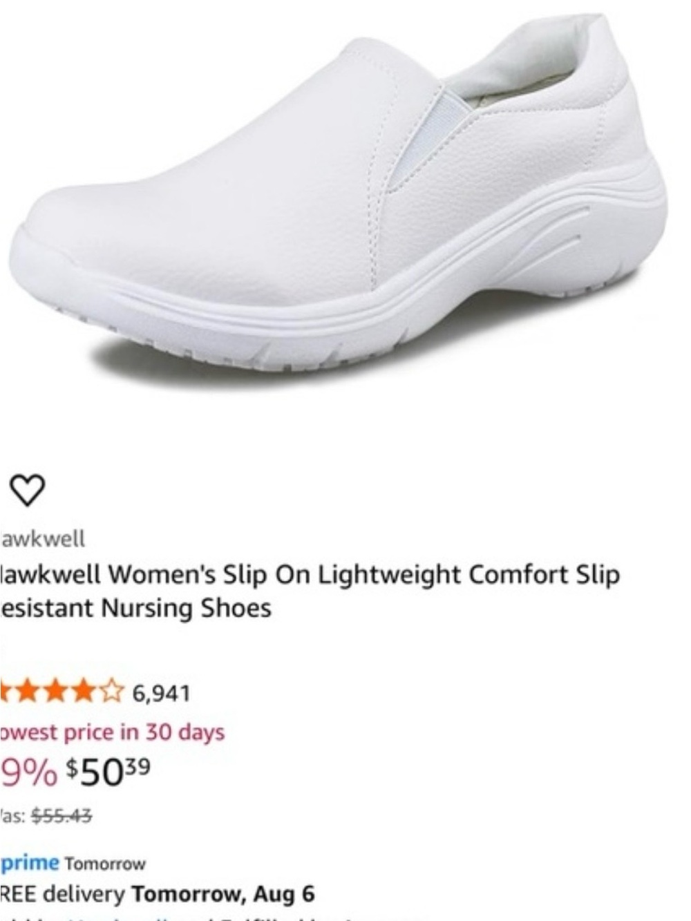Hawkwell Women's White Non-Slip Nursing Shoes 
Size